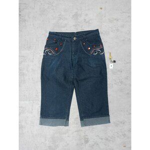 Y2k Denim Embroidered Capri